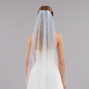 Baby Blue Bridal Veil - Light Blue Minimalist Wedding Veil, Lightweight Fabric with Bridal Hair Comb
