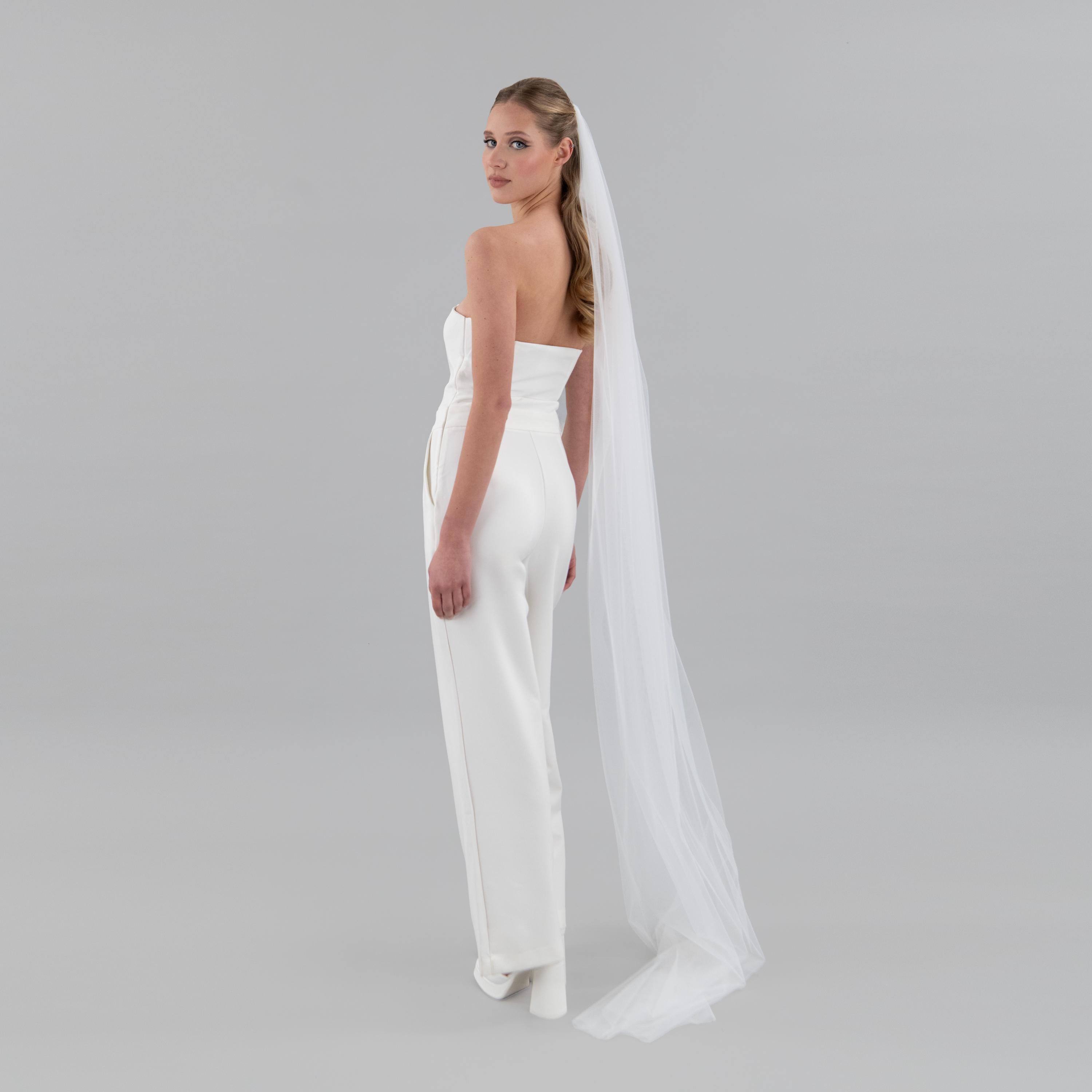 Simple Wedding Veil - Soft Ivory Tulle with Bridal Comb, Barely There Bride Veil, Minimalistic Veil