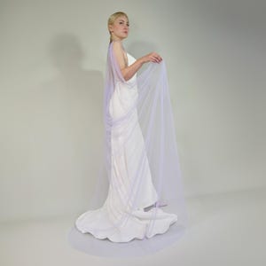 Lavender Purple Bridal Cape, Soft and Flowy Pastel Purple Color - Removable Cape Veil