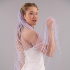 Lavender Tulle Wedding Veil: Pastel Purple Bridal Veil with Gold Comb
