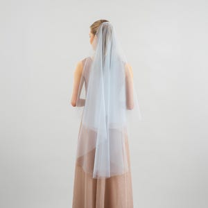 Baby Blue Blusher Wedding Veil, Light Blue Tulle, Something Blue - With Bridal Hair Comb