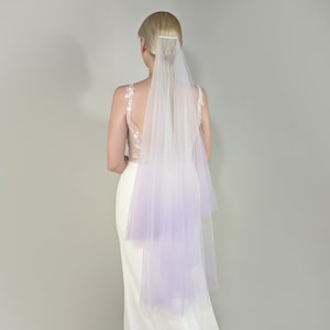 Lavender Ombre Blusher Veil: Two Tier Ivory Tulle Wedding Veil
