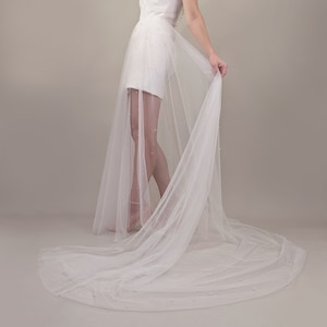 Pearl Wedding Overskirt - Ivory Soft Tulle, Ivory Color Scattered Pearls - Detachable Wedding Skirt