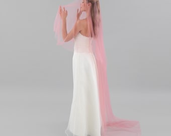 Velo da sposa rosa antico: tulle fard con pettine argentato