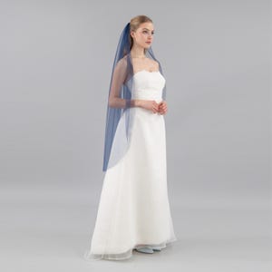 Navy Blue Wedding Veil - Simple Dark Blue Wedding Veil, Lightweight Fabric with Bridal Hair Comb