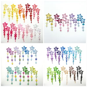 Colourful Star Clip Pairs with Star Bead Dangles | Decora | Kidcore | Cute | Rainbow