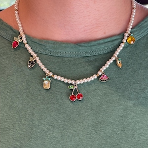 Sparkly Fruit / Pearl Necklace