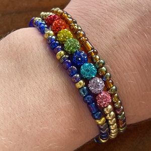 Colorful Sparkly Beaded Bracelet Set