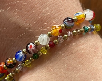 Beautiful Unique Millefiori Beaded Bracelet Set