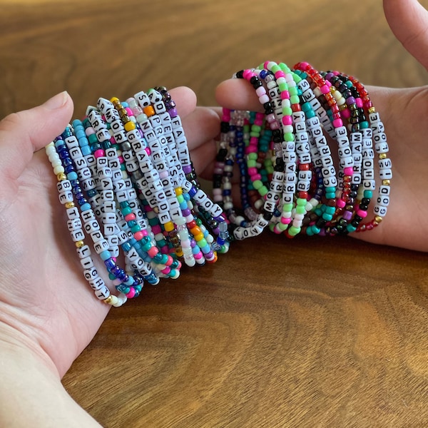 Friendship Bracelets with Encouraging Words! Customizable!