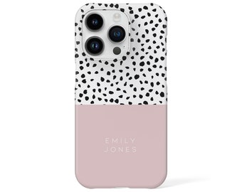 DOTTY NAME Pink Phone Case | iPhone 14 Case, iPhone 13 Case, iPhone 12 Case, iPhone 11 Case, iPhone XR case, Initials Phone Case