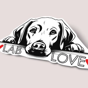 Lab Labrador Retriever Love Die Cut Vinyl Sticker for Car, Laptop for Dog Lover Black Brown chocolate lab