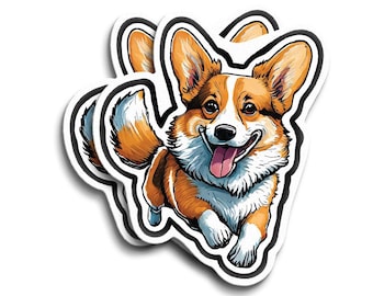 Corgi Sticker: Weatherproof Vinyl Decal for Laptop, Car, Water Bottle