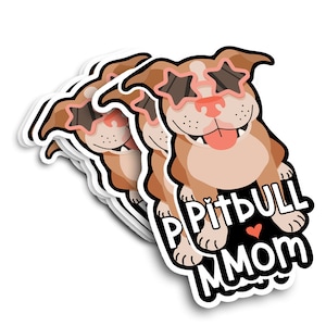 Pitbull Mom Love Die Cut Vinyl Sticker for Car, Laptop Decal for Dog Lover Pittie