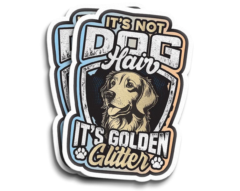 Golden Ririverer Sticker Golden Retriever Glitter Sticker: Waterproof Vinyl Decal for Laptop ...