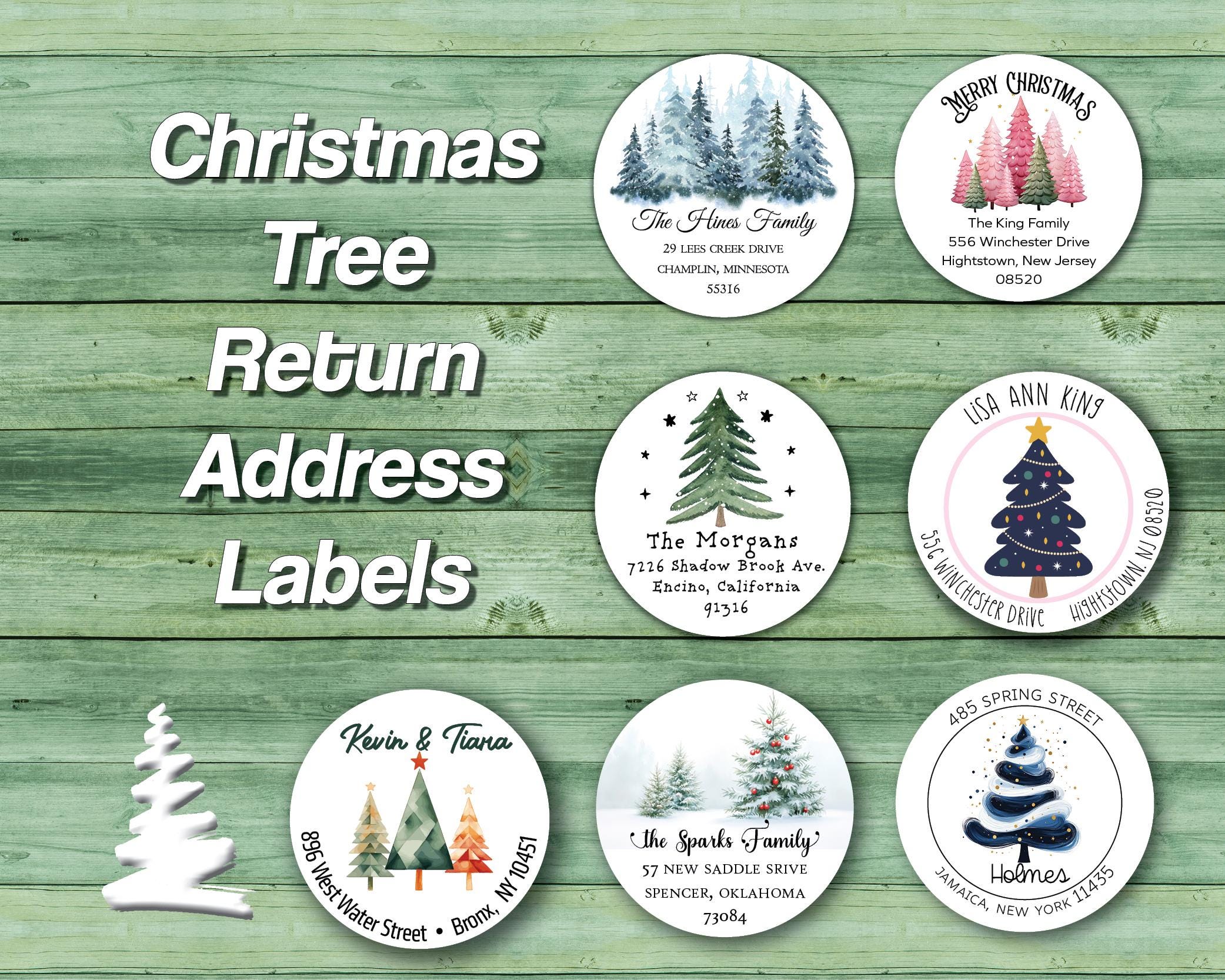 Christmas Tree Round Address Labels - Current Catalog
