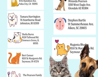 Dog & Cat Cute Return Address Labels Envelope Stickers