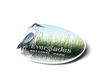 Everglades National Park Sticker: Blue Heron Die Cut, Waterproof