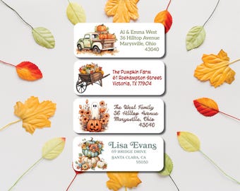 Fall-Halloween Return Address Labels with Pumpkins
