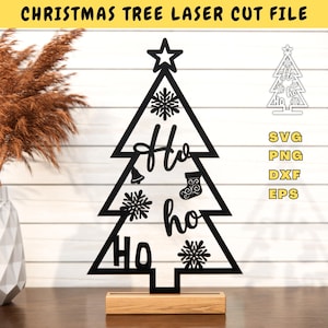 Christmas Tree Laser Cut SVG DXF, Wooden Christmas Ornament Laser Cut File, Christmas Decoration SVG, Christmas Tree Cnc Laser Cut File