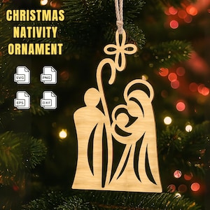 Ornement de la Nativité de Noël SVG, SVG de décorations d&#39;arbre de Noël, kit d&#39;ornement de Noël coupe fichier, fichier laser de Noël, téléchargement numérique découpé au laser