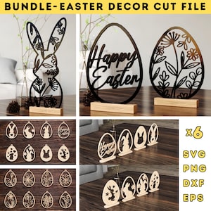 Ostern Cut File Bundle - Osterei SVG - Osterhase SVG - Ostern Tag Ornamente Dxf SVG - Hase Ostereier Shelf Sitter SVG