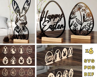 Easter Cut File Bundle - Easter Egg SVG - Easter Bunny SVG - Easter Tag Ornaments Dxf SVG - Bunny Easter Eggs Shelf Sitter Svg