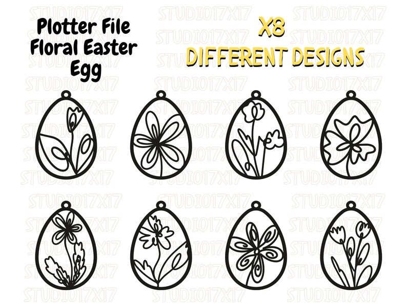 Osterei geschnitten Datei Floral Ostern Tags SVG Frühling Floral Laser geschnitten Datei Set von 8 Ostern Tag Ornamente DXF SVG Glowforge Bild 5