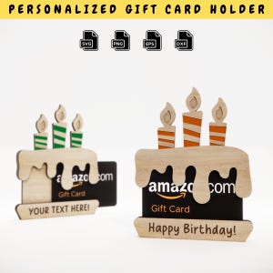 Birthday Gift Card Holder SVG, Personalized Gift Card Holder SVG Cut File for Cricut and Silhouette, Birthday Cake Cut File, SVG Laser-Ready