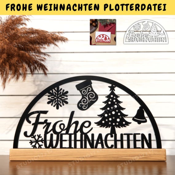 Frohe Weihnachten Plotterdatei SVG, Weihnachtsdeko Laserdatei, Frohe Weihnachten Klötzchendeko, Weihnachtsbaum Plotterdatei Laserdatei SVG