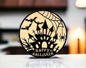 Halloween Deko SVG - Halloween Schild geschnitten Datei - Halloween Laser Datei - Happy Halloween SVG - Glowforge & Cricut - kommerzielle Nutzung