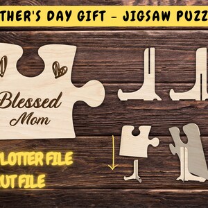 Mother&#39;s Day Jigsaw Puzzle SVG - Mother&#39;s Day Laser Cut File - Mothers Day Gifts From Daughter - Mother Plaque Cut File -Mother&#39;s Day Puzzle