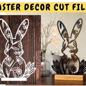 Easter Bunny SVG -  Easter Bunny Cut File - Floral Easter Cut File - Spring Floral Laser Cut File - Glowforge Svg -Cricut Papercut Cameo