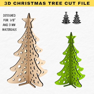 3D Christmas Tree Plotterfile SVG , Christmas Decor SVG/DXF File, Christmas Ornament Laser Cut, Xmas Tree Laser File, Wooden XMas Tree Cnc