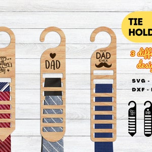Stropdashanger SVG - stropdashouder SVG - gepersonaliseerde Vaderdag Svg - Vaderdag lasergesneden bestanden - cadeau voor papa - getest door GlowForge