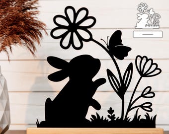 Bunny Easter Shelf Sitter SVG, Easter Bunny With Stand SVG, Easter Laser Plotter File, Easter Decors DXF Svg Cricut Cut File