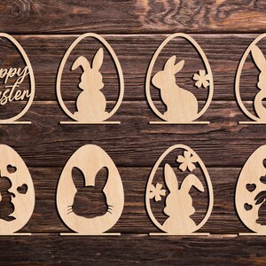 Bunny Easter Eggs Shelf Sitter SVG Easter Eggs With Stand Svg Easter Laser Cut file Set Of 8 Easter Egg Decors DXF SVG Cricut Cut File image 7