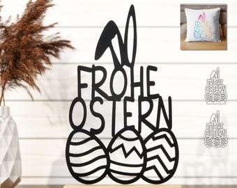 Plotter Frohe Ostern Datai, Pisanka SVG, Plik do cięcia Króliczka Wielkanocnego, Wiosenne cięcie laserowe, Plik do cięcia Wesołych Świąt Wielkanocnych, Cricut Silhouette Glowforge