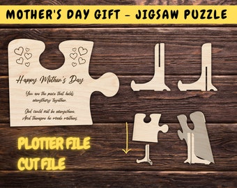 Mother's Day Jigsaw Puzzle SVG - Mother's Day Laser Cut File - Mom Cut File for Cricut - Gift For Mom - Mother's Day Puzzle Sign - Mom Svg