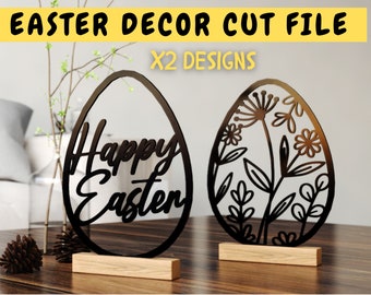 Easter Egg SVG -  Easter Decor Cut File - Floral Easter Cut File - Spring Floral Laser Cut File - Glowforge Svg -Cricut Papercut Cameo