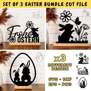 Paquete de archivos de corte de Pascua, SVG de huevo de Pascua, SVG de conejito de Pascua, archivo láser floral de Pascua, SVG de conejito de Pascua con soporte, SVG de estante de Pascua