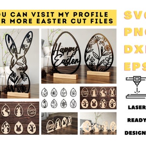 Bunny Easter Eggs Shelf Sitter SVG Easter Eggs With Stand Svg Easter Laser Cut file Set Of 8 Easter Egg Decors DXF SVG Cricut Cut File image 9