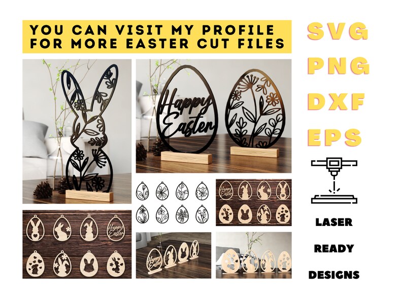 Bunny Easter Eggs Shelf Sitter SVG Easter Eggs With Stand Svg Easter Laser Cut file Set Of 8 Easter Egg Decors DXF SVG Cricut Cut File image 9