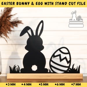 Lapin de Pâques & oeuf avec support SVG, SVG Osterhase, Osterhase SVG, fichier laser floral printemps, fichier traceur oeuf de Pâques lapin, Glowforge - Cricut