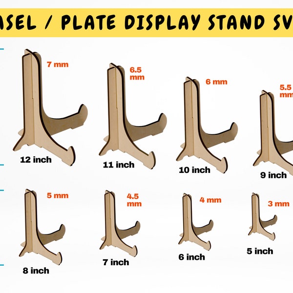 Easels Plate Stand Set SVG, Photo Frame Display, Easel Holder Set, Frame Holder, Wooden Stand, Cricut & Glowforge Files