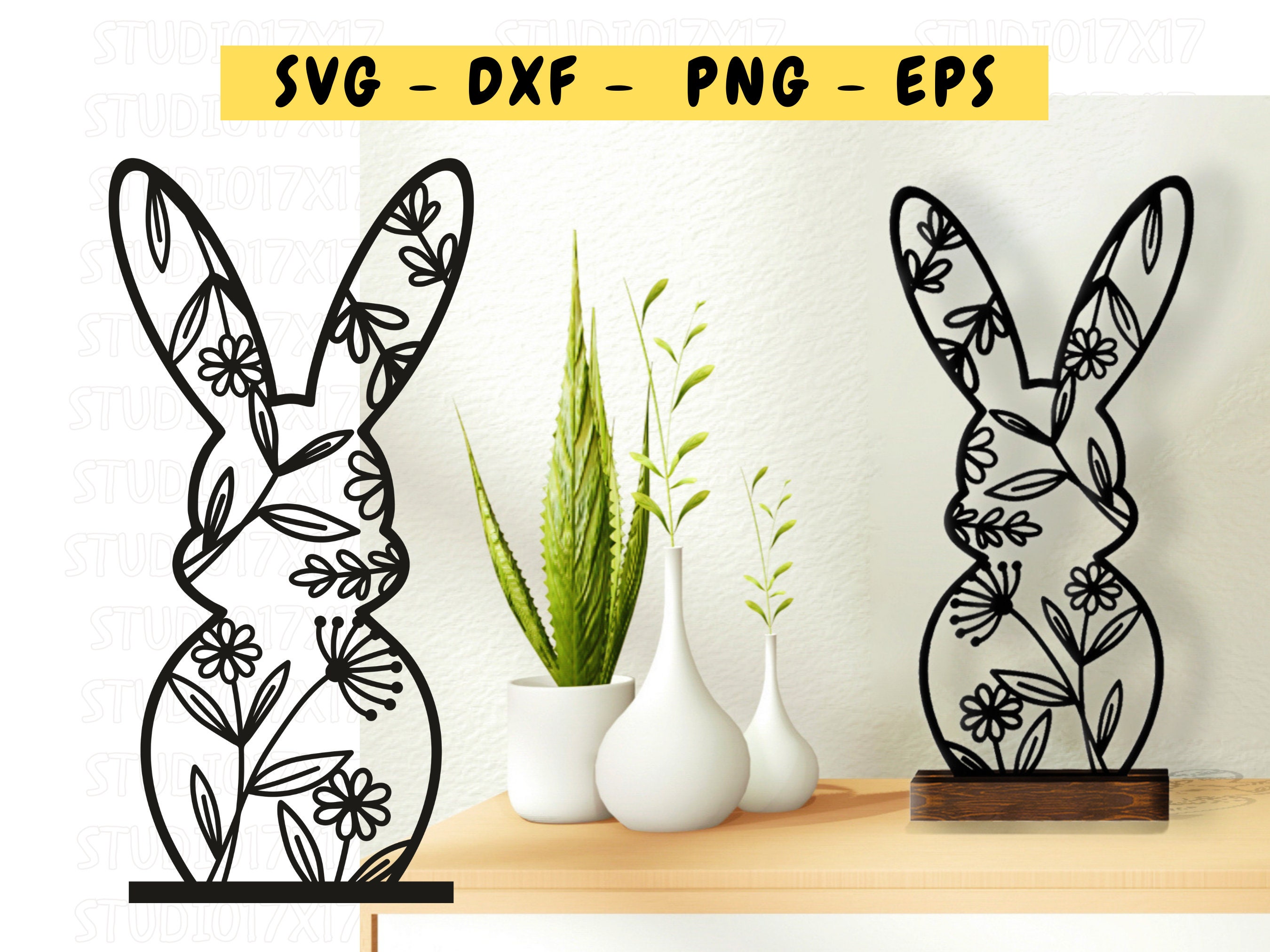 Easter Bunny SVG - Easter Bunny Cut File - Floral Easter Cut File ...