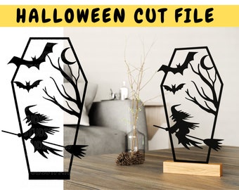 Halloween Decor SVG - Halloween Graveyard Cut File - Halloween Laser File - Happy Halloween Svg - Glowforge & Cricut - COMMERCIAL USE