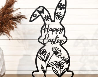 Oster Plotterdatei, Easter Bunny Cut File SVG, Osterhase SVG, Spring Floral Plotterdatei, Glowforge Svg, Cricut Papercut Cameo