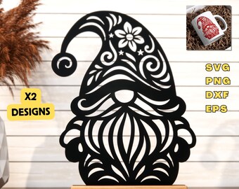 Archivo SVG de corte láser de gnomo navideño, adorno navideño SVG, decoración navideña SVG, decoración láser navideña, CNC navideño, adorno de gnomo de invierno
