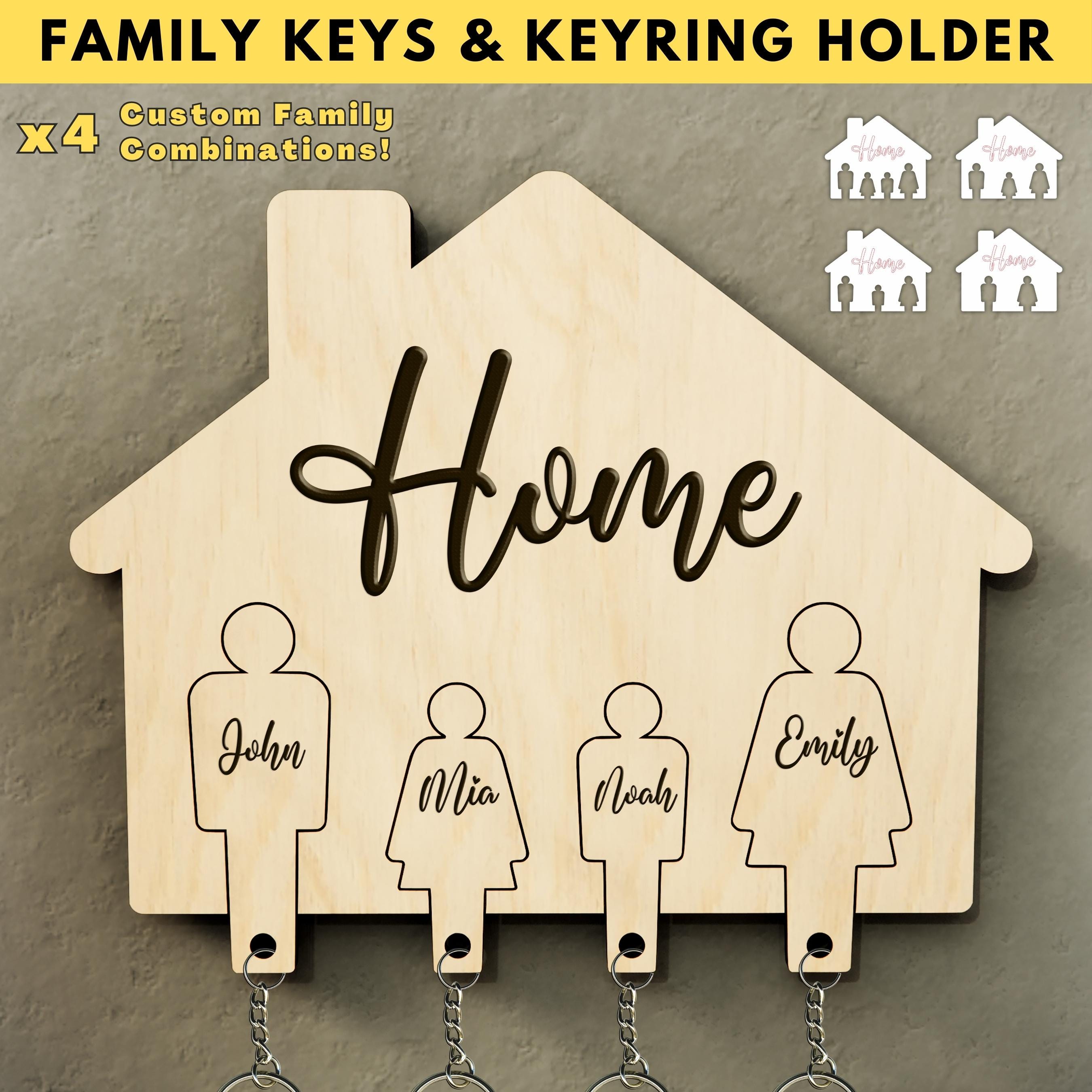 4 Combinations Family Key Holders, Family Keyring, Wall Keychain Set ...